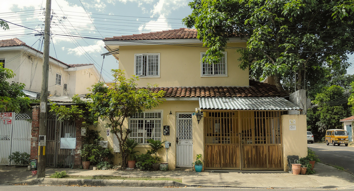 A typical house-and-lot on a quiet residential street in the Philippines